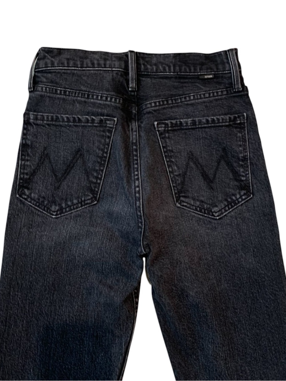 Mother The Tomcat Washed Black Jeans High Rise Button Fly Lies Lies Lies 26 - Picture 6 of 10